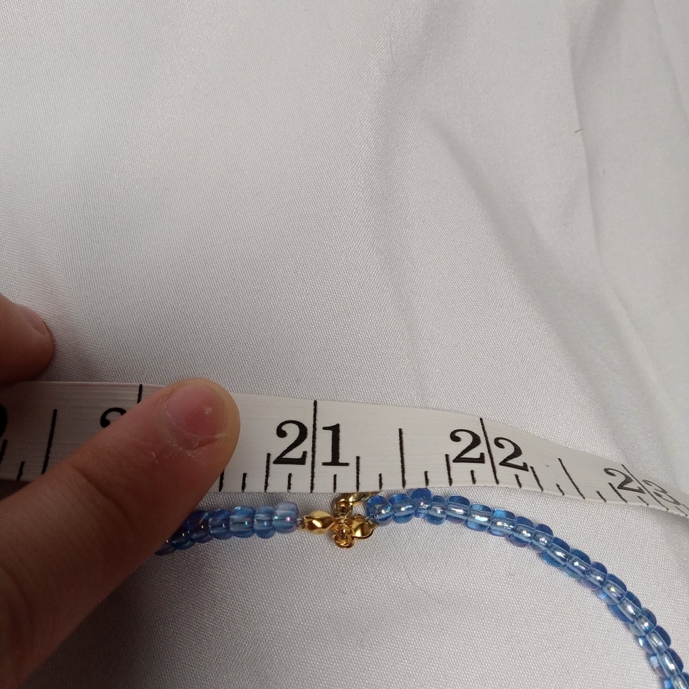 Hand Crafted Blue Beaded Necklace - Picture 6 of 6